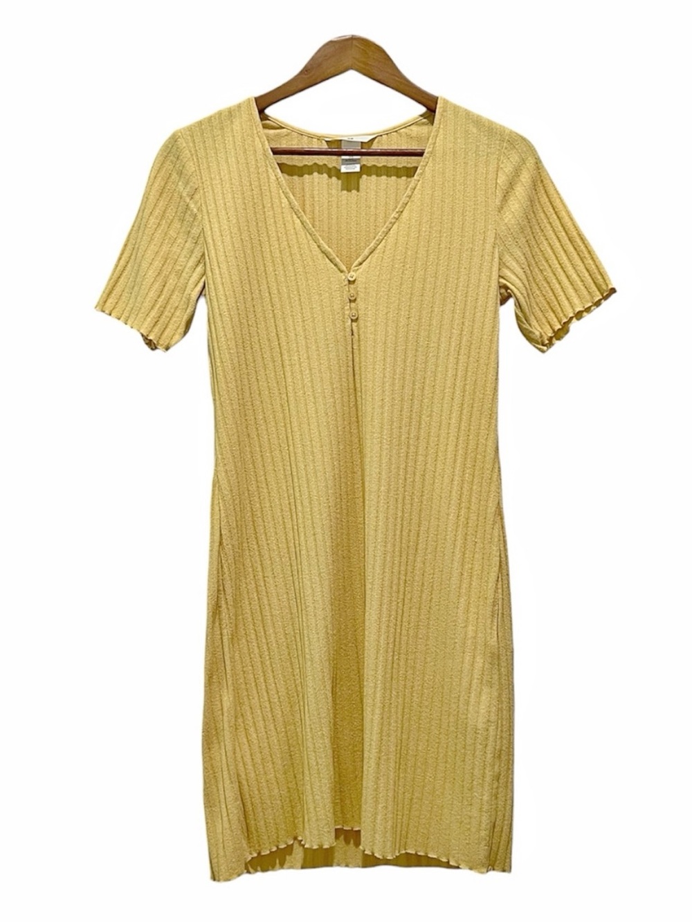 H&M Women's Dress Yellow Terry Cloth Ribbed Size Large